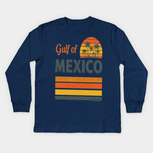 Gulf Mexico Tee - Salty Vibes & Sunny Sighs Kids Long Sleeve T-Shirt by OUTFITPAW