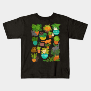 Cats and Plants - Cute Botanical Cat Lover Design Kids T-Shirt