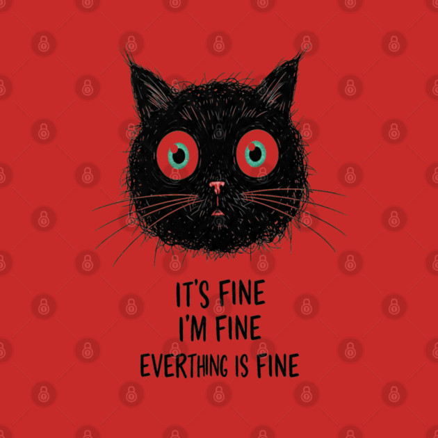 Fine Cat Tee - Totally Not Panicking Feline by OUTFITPAW