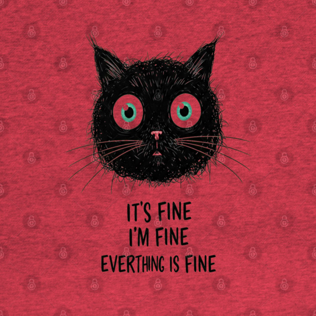 Fine Cat Tee - Totally Not Panicking Feline by OUTFITPAW