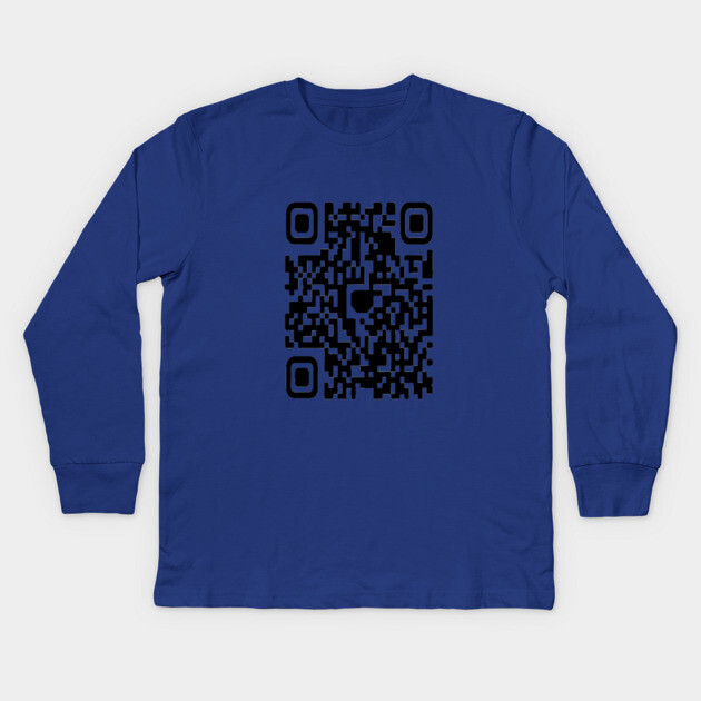 QR code Scan This Tee - Secretly Hilarious Pixel Pattern - Minimalist Scan Me QR Code Design Kids Long Sleeve T-Shirt by OUTFITPAW