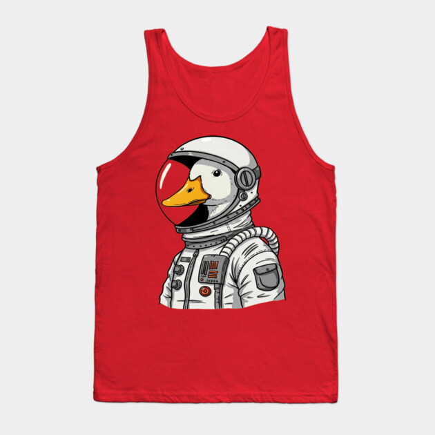 Astronaut Duck Space Explorer Funny - a cartoon duck astronat Tank Top by OUTFITPAW