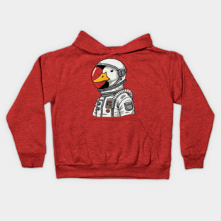 Astronaut Duck Space Explorer Funny - a cartoon duck astronat Kids Hoodie
