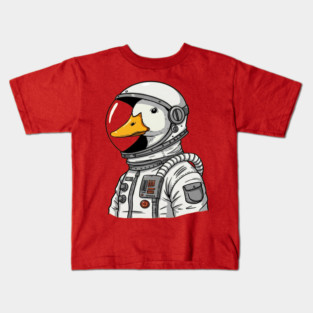 Astronaut Duck Space Explorer Funny - a cartoon duck astronat Kids T-Shirt
