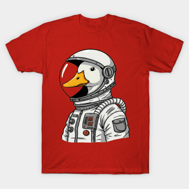Astronaut Duck Space Explorer Funny - a cartoon duck astronat T-Shirt by OUTFITPAW