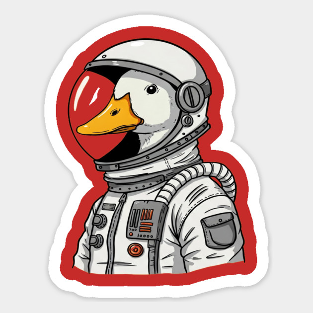 Astronaut Duck Space Explorer Funny - a cartoon duck astronat Magnet by OUTFITPAW