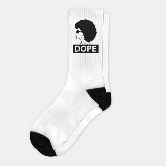 Dope Black Woman Afro Queen Socks by logiamerch