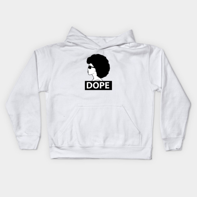 Dope Black Woman Afro Queen Kids Hoodie by logiamerch