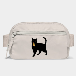 Black Cat Stealing and Eating Pizza Funny Bag