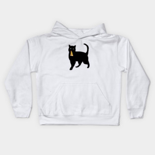 Black Cat Stealing and Eating Pizza Funny Kids Hoodie