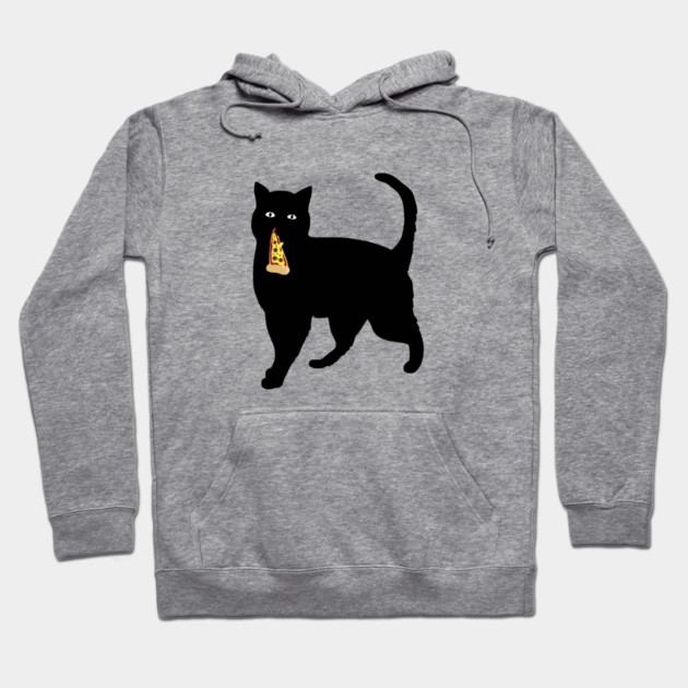 Black Cat Stealing and Eating Pizza Funny Hoodie by logiamerch
