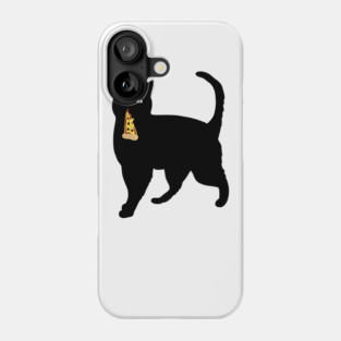 Black Cat Stealing and Eating Pizza Funny Phone Case