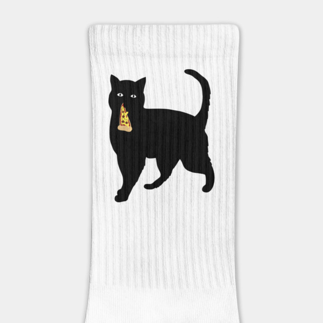 Black Cat Stealing and Eating Pizza Funny by logiamerch