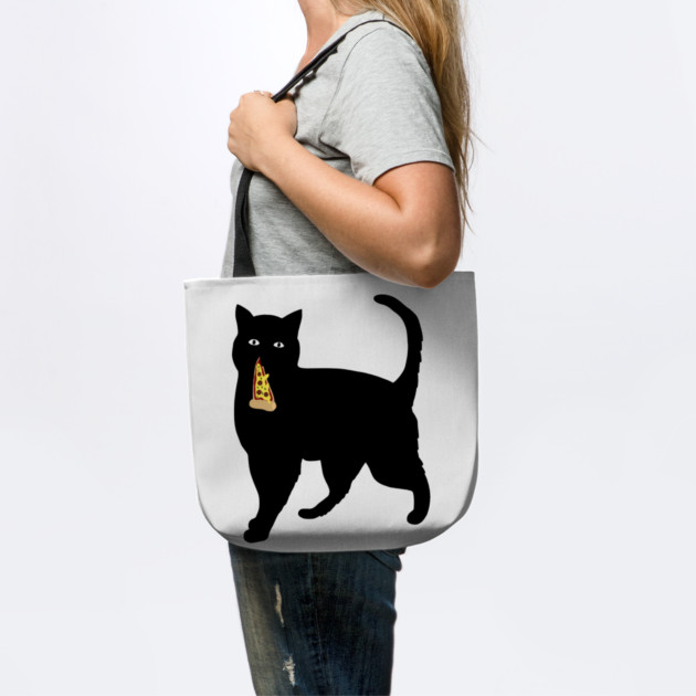 Black Cat Stealing and Eating Pizza Funny by logiamerch