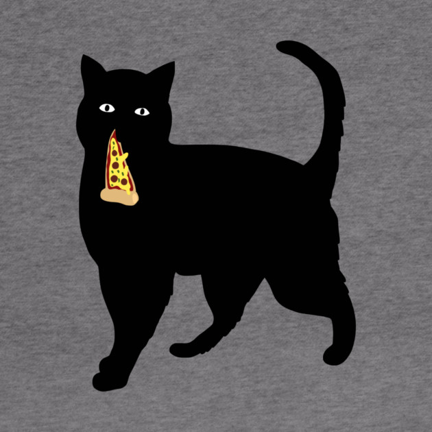 Black Cat Stealing and Eating Pizza Funny by logiamerch