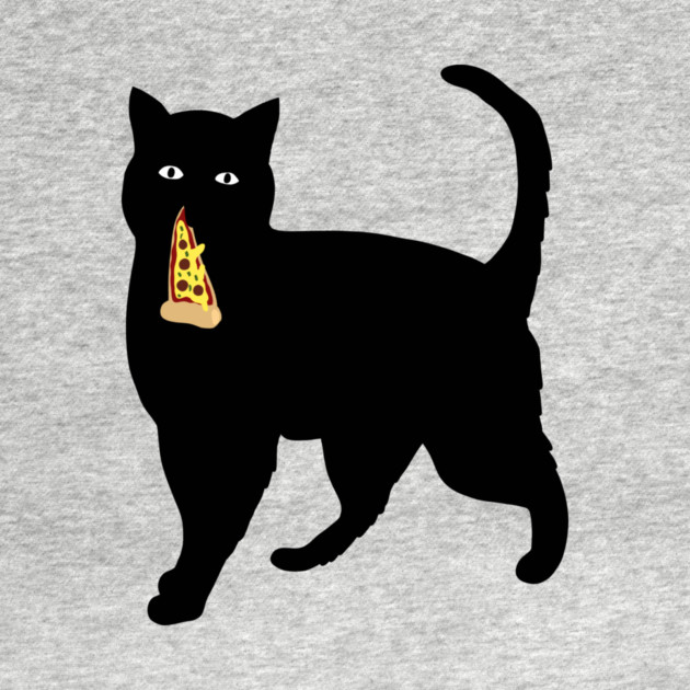 Black Cat Stealing and Eating Pizza Funny by logiamerch