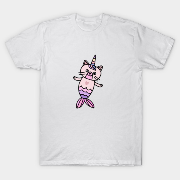 Cute Cat Mermaid Unicorn Fish T-Shirt by logiamerch