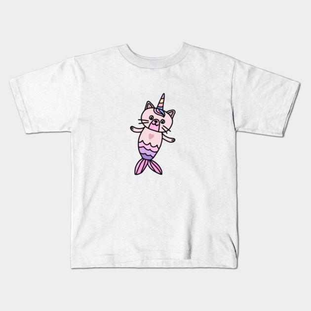Cute Cat Mermaid Unicorn Fish Kids T-Shirt by logiamerch
