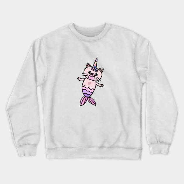 Cute Cat Mermaid Unicorn Fish Crewneck Sweatshirt by logiamerch