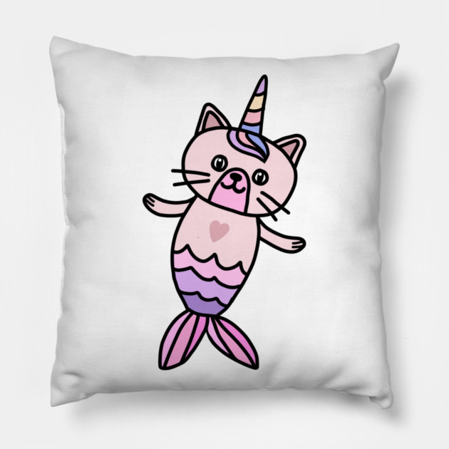 Cute Cat Mermaid Unicorn Fish Pillow by logiamerch