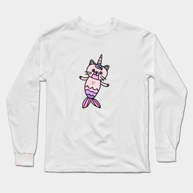 Cute Cat Mermaid Unicorn Fish Long Sleeve T-Shirt by logiamerch