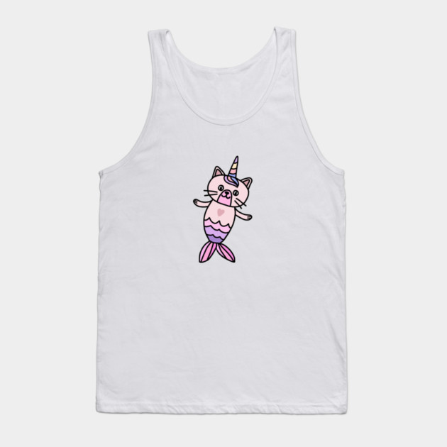 Cute Cat Mermaid Unicorn Fish Tank Top by logiamerch
