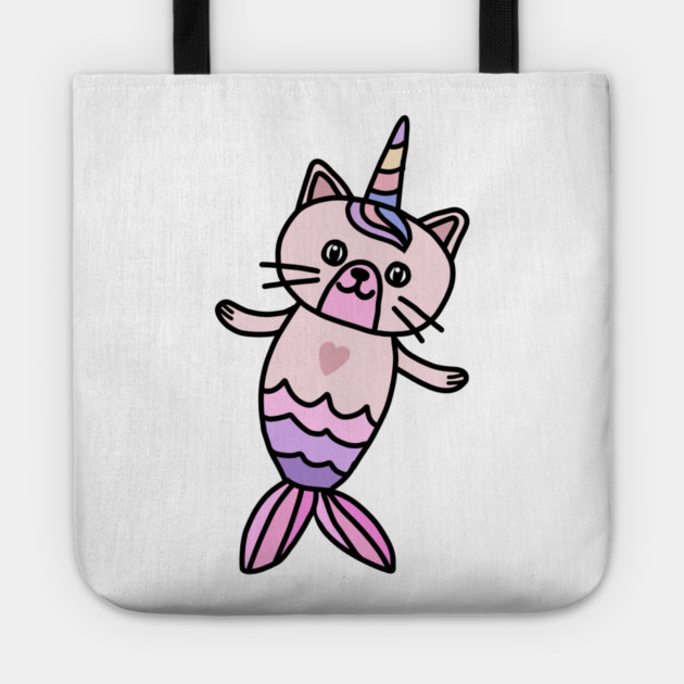 Cute Cat Mermaid Unicorn Fish Tote by logiamerch