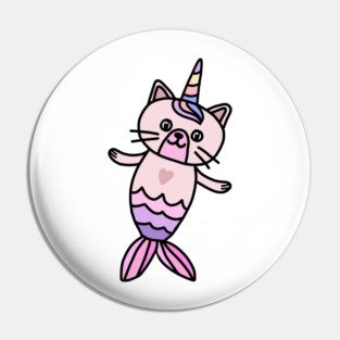 Cute Cat Mermaid Unicorn Fish Pin
