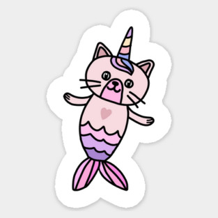 Cute Cat Mermaid Unicorn Fish Sticker