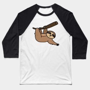 Cute Sloth Hanging from Tree Baseball T-Shirt