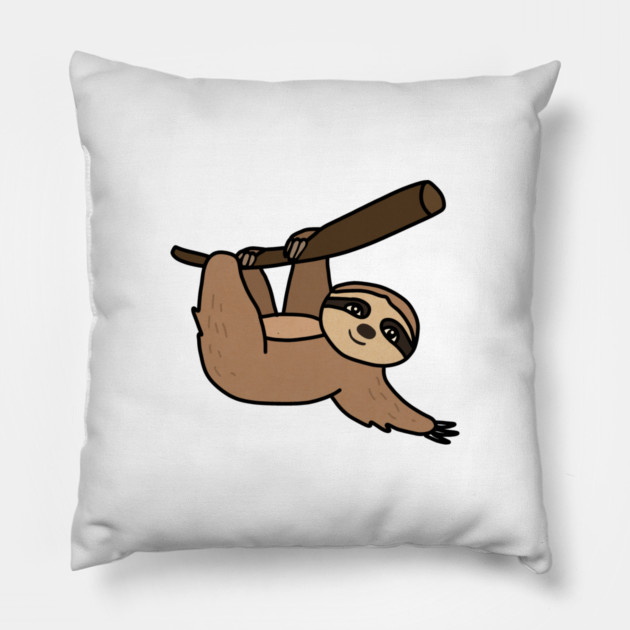Cute Sloth Hanging from Tree Pillow by logiamerch