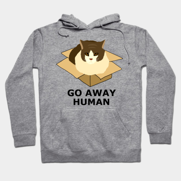 Go Away Human Funny Cat in a Box Hoodie by logiamerch