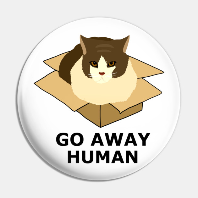 Go Away Human Funny Cat in a Box Pin by logiamerch