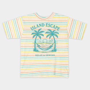 Island Escape - Relax and Unwind Hammock Beach Sunset Design Kids T-Shirt