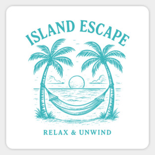 Island Escape - Relax and Unwind Hammock Beach Sunset Design Magnet
