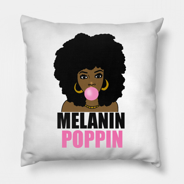 Melanin Poppin Afro Black Girl Magic Pillow by logiamerch