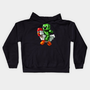 Funny Minecraft Creeper and Chicken Kids Hoodie