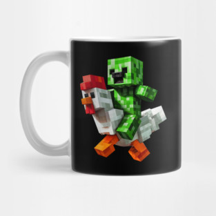 Funny Minecraft Creeper and Chicken Mug
