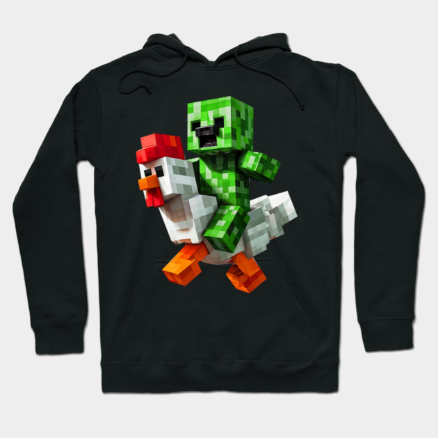 Funny Minecraft Creeper and Chicken Hoodie by rmcbuckeye