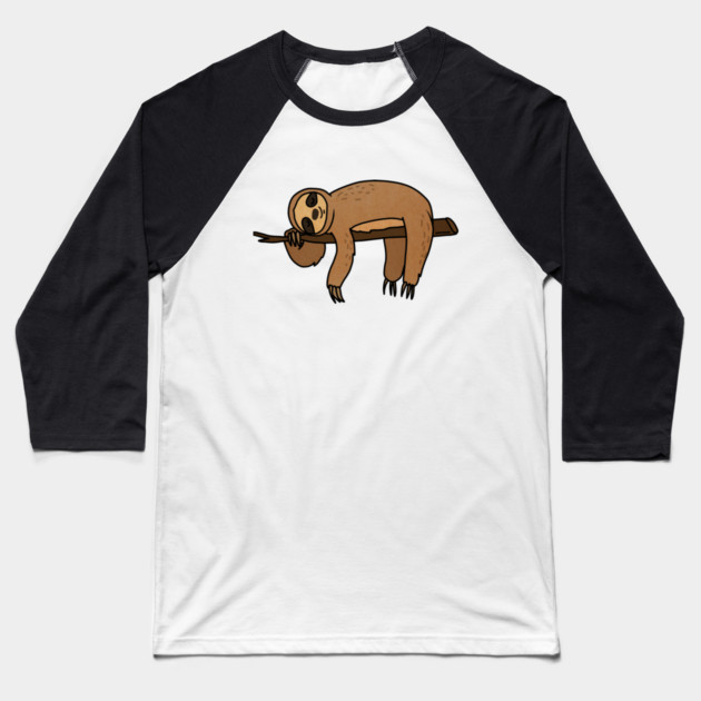 Cute Sloth Haning Lazy Funny Animal Baseball T-Shirt by logiamerch