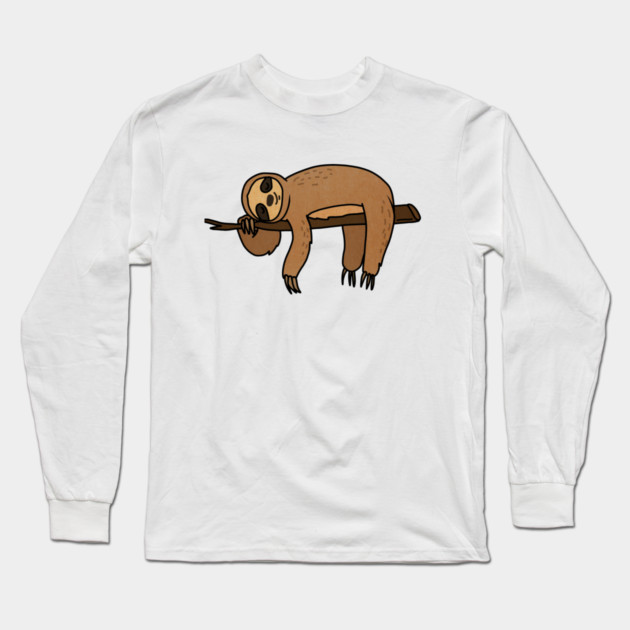 Cute Sloth Haning Lazy Funny Animal Long Sleeve T-Shirt by logiamerch