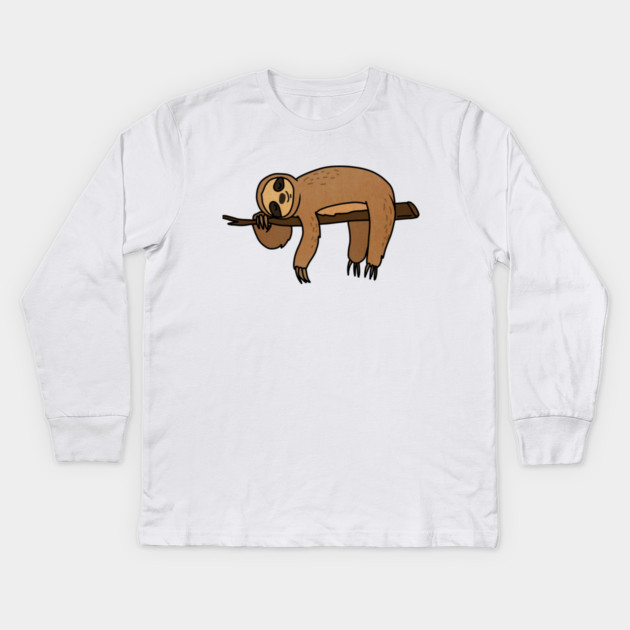 Cute Sloth Haning Lazy Funny Animal Kids Long Sleeve T-Shirt by logiamerch