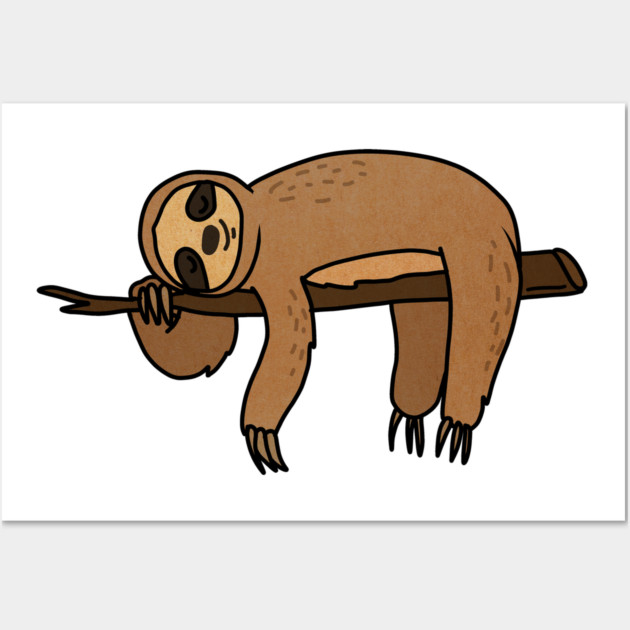 Cute Sloth Haning Lazy Funny Animal Wall Art by logiamerch