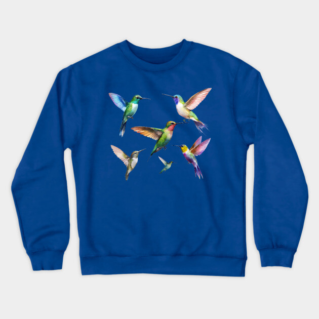 Colorful Hummingbirds in Flight Crewneck Sweatshirt by DonWillisJrArt