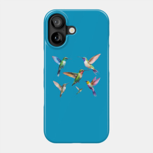Colorful Hummingbirds in Flight Phone Case