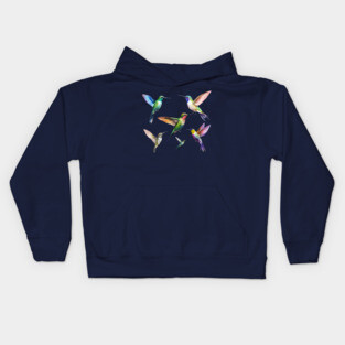 Colorful Hummingbirds in Flight Kids Hoodie