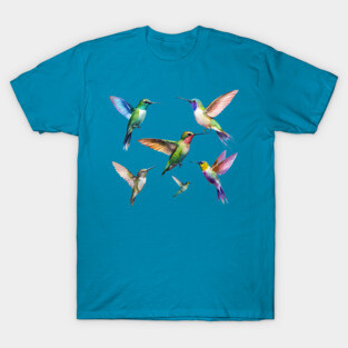 Colorful Hummingbirds in Flight T-Shirt