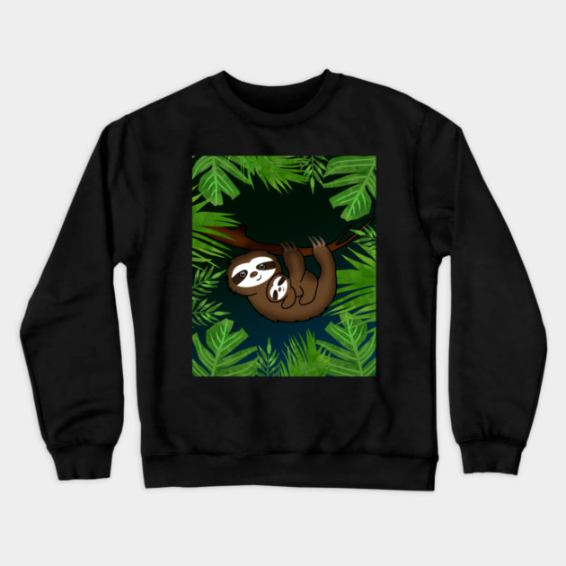 Cute sloth Mom with cub Baby sloth Crewneck Sweatshirt by logiamerch