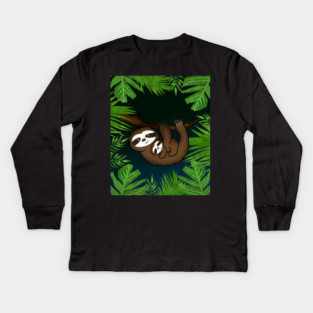 Cute sloth Mom with cub Baby sloth Kids Long Sleeve T-Shirt