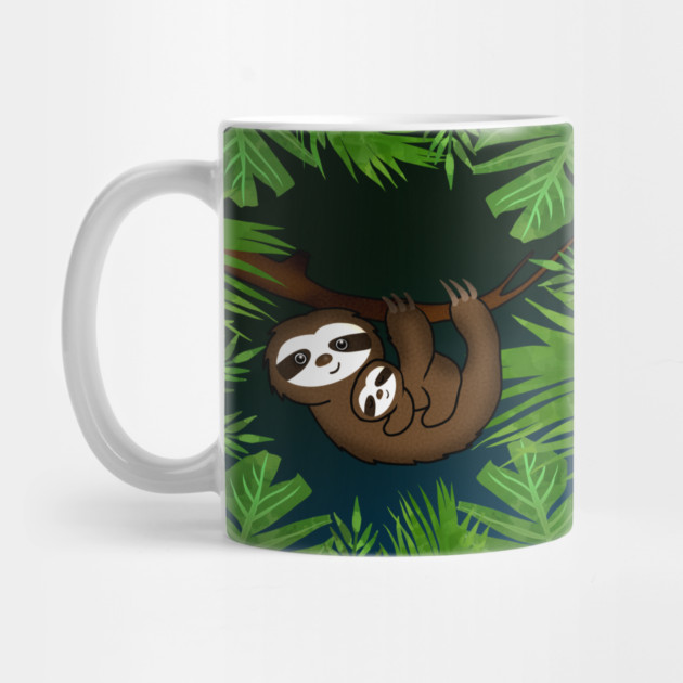 Cute sloth Mom with cub Baby sloth by logiamerch